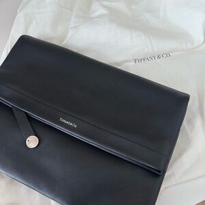 Tiffany & Co. Black Leather Wallet with Teal Interior